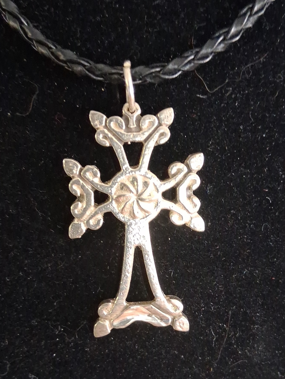 Sterling Silver Floral Cross Pendant Necklace
